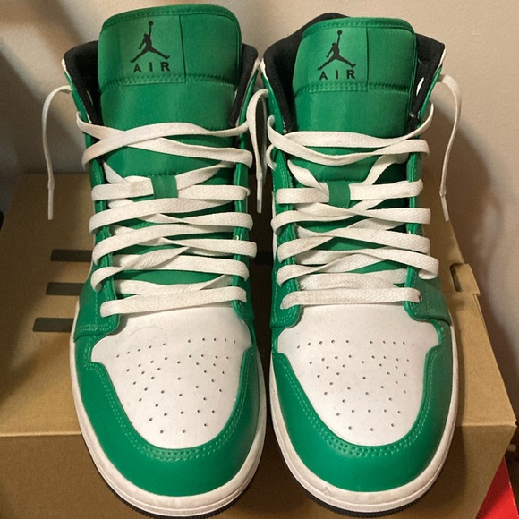 Green and White High-Top Sneakers - Picture 2 of 5